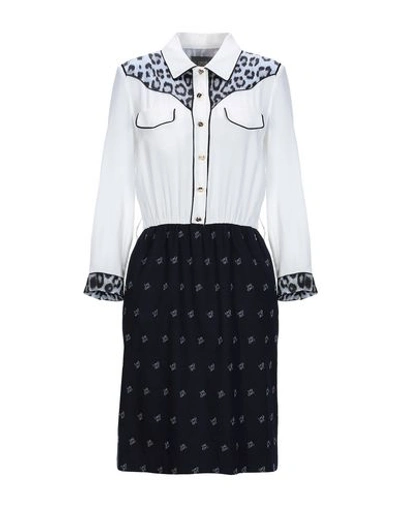 Shop Cavalli Class Woman Midi Dress White Size 4 Cotton, Elastane, Polyester, Silk, Acetate