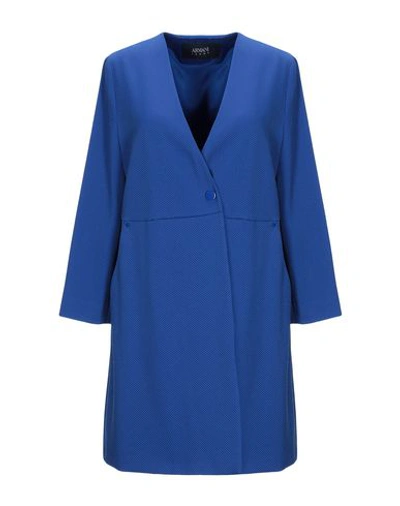 Shop Armani Jeans Overcoats In Bright Blue
