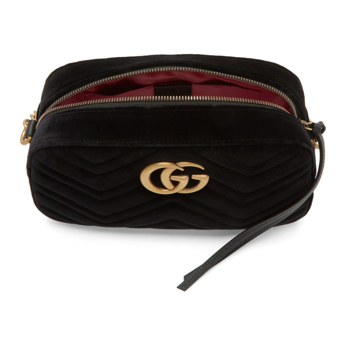 Gucci Gg Marmont Velvet Camera Bag In Black | ModeSens