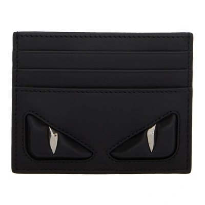 Shop Fendi Black Embossed Bag Bugs Card Holder