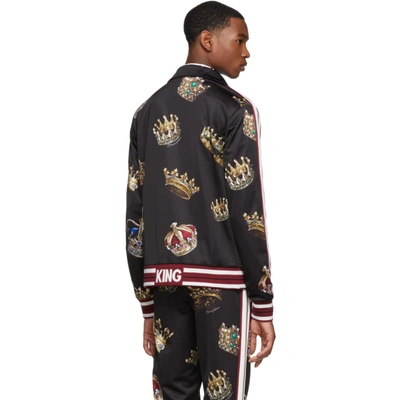 Shop Dolce & Gabbana Dolce And Gabbana Multicolor Crown Zip-up Track Jacket In Hnv93 Black