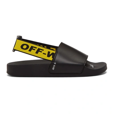 Shop Off-white Black Industrial Slides In Black/yello