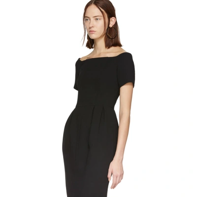 Shop Fendi Black Wool Crepe Off-the-shoulder Dress