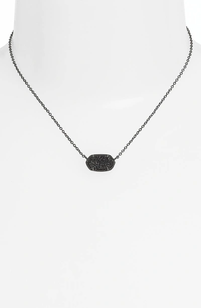 Shop Kendra Scott Elisa Filigree Pendant Necklace In Gunmetal/ Black Drusy