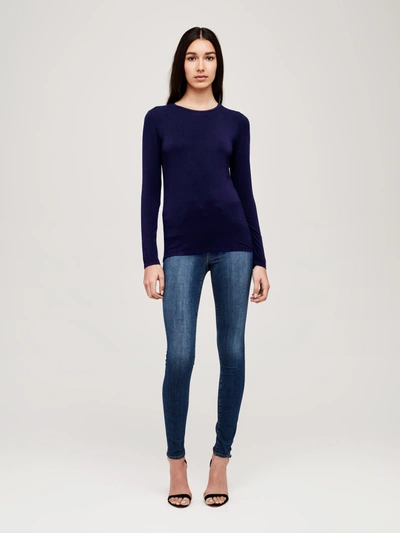 Shop L Agence Tess Long Sleeve Tee In Navy