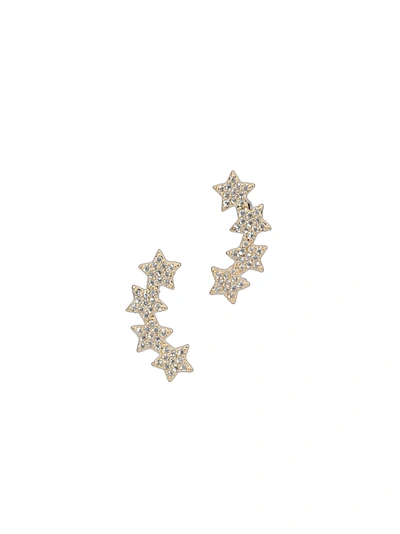 Shop Federica Tosi Lobo Multi Stars Earings In Gold Plated Cristal Strass
