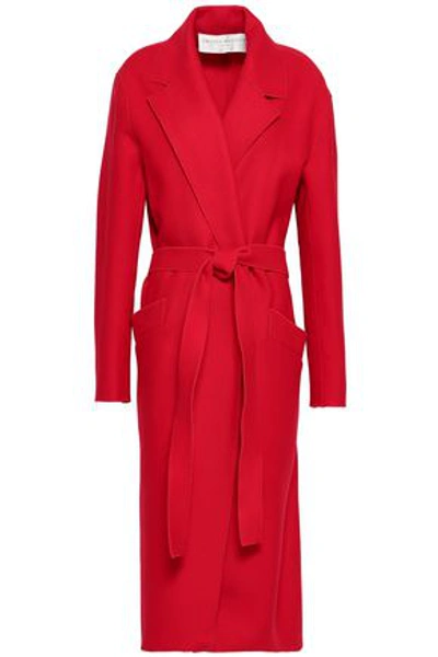 Shop Amanda Wakeley Belted Wool-blend Felt Coat In Red