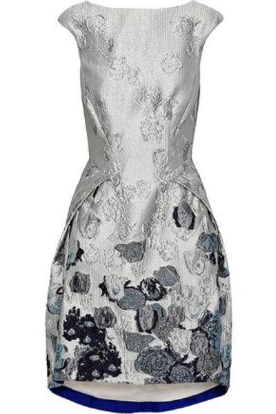 Shop Amanda Wakeley Metallic Cloqué-jacquard Dress In Gray
