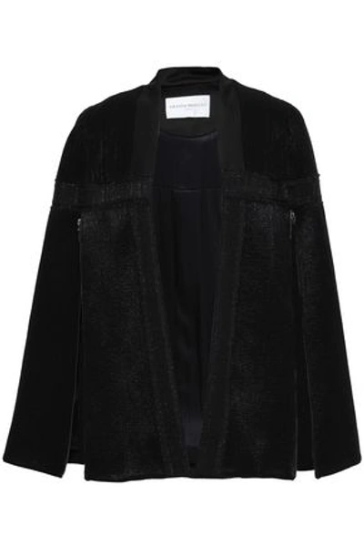 Shop Amanda Wakeley Woman Wool-blend Jacquard Cape Black