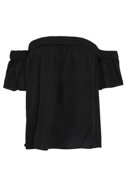 Shop Milly Woman Off-the-shoulder Stretch-silk Top Black