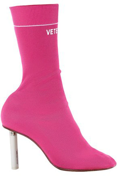 Shop Vetements Woman Stretch-knit Sock Boots Bright Pink