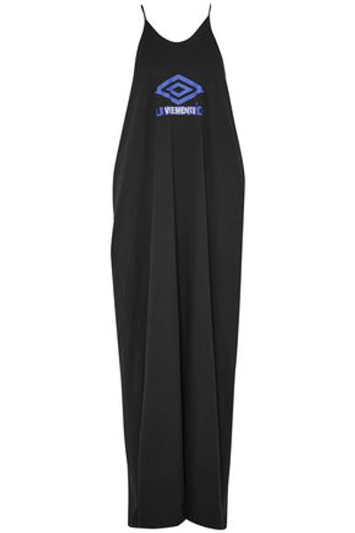 Shop Vetements Woman + Umbro Printed Cotton-jersey Maxi Dress Black