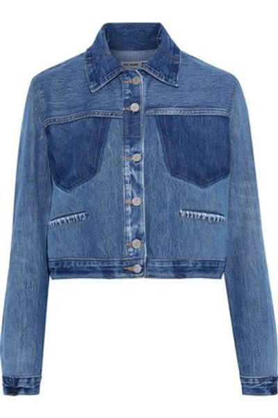 Shop Re/done By Levi's Woman Cropped Denim Jacket Mid Denim