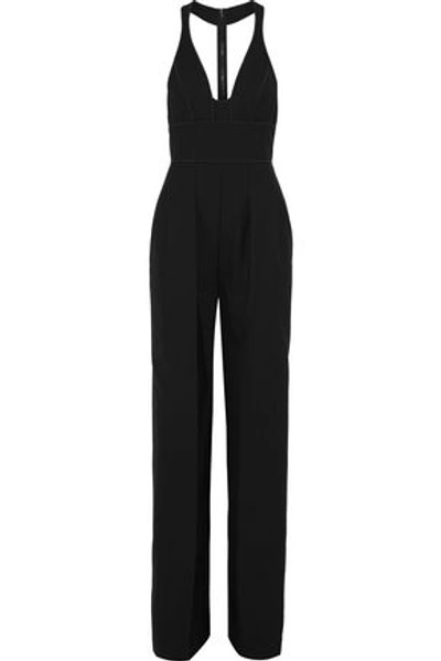 Shop Narciso Rodriguez Woman Pleated Wool-twill Jumpsuit Black