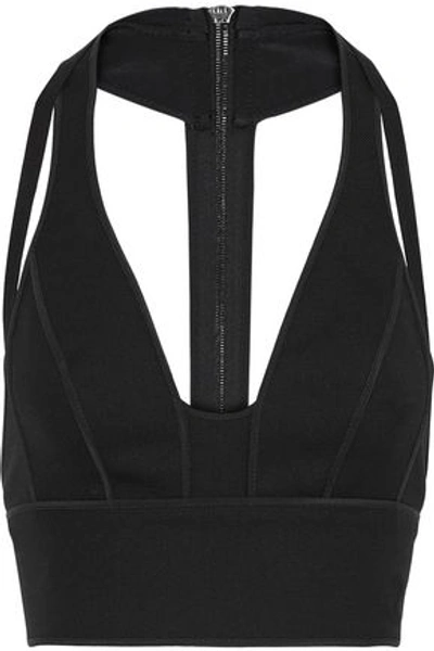 Shop Narciso Rodriguez Cutout Wool-twill Bra Top In Black