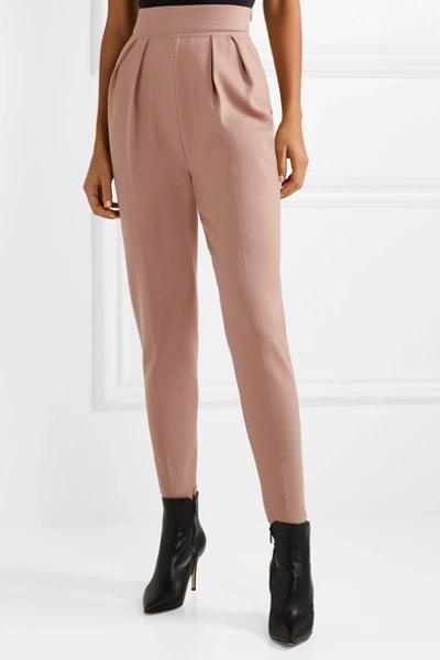 Shop Alaïa Wool-blend Slim-leg Stirrup Pants In Antique Rose