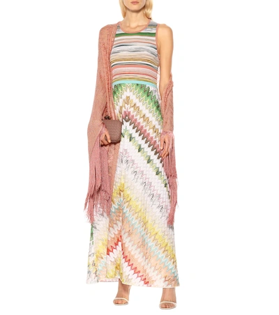 Shop Missoni Fringed Metallic Cape In Pink