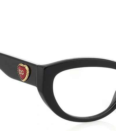 Shop Dolce & Gabbana Devotion Cat-eye Glasses In Black