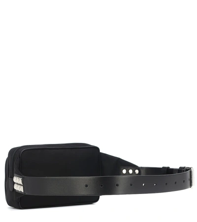 Shop Prada Leather-trimmed Belt Bag In Black