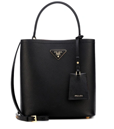 Shop Prada Panier Medium Leather Shoulder Bag In Black