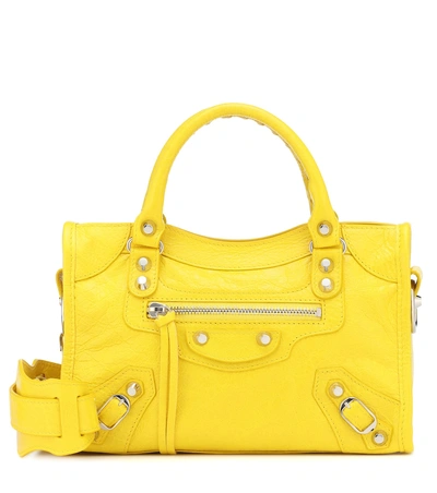 Shop Balenciaga Classic City Mini Leather Tote In Yellow