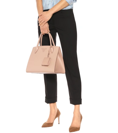 Shop Prada Monochrome Leather Shoulder Bag In Pink