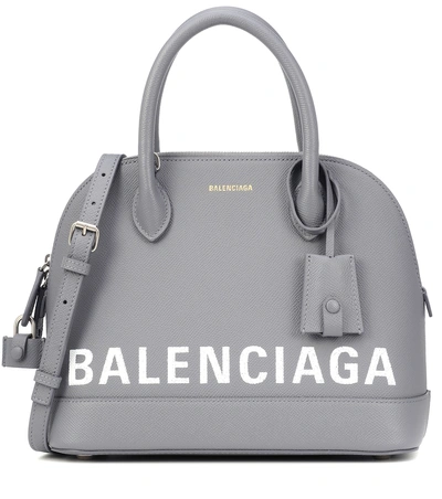 Shop Balenciaga Ville S Leather Tote In Grey