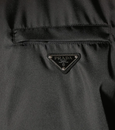 Shop Prada Hooded Nylon Coat In Black