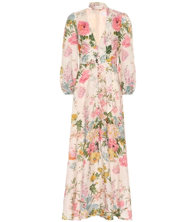 Shop Zimmermann Heathers Floral Linen Maxi Dress In Multicoloured