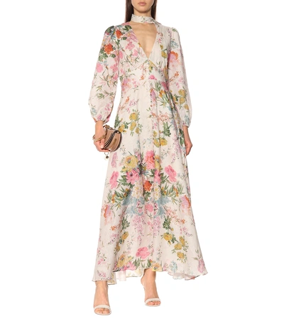 Shop Zimmermann Heathers Floral Linen Maxi Dress In Multicoloured