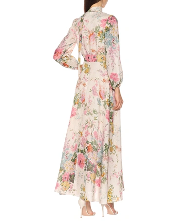 Shop Zimmermann Heathers Floral Linen Maxi Dress In Multicoloured