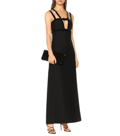 Shop Miu Miu Sequined Wool And Silk Dress In Black
