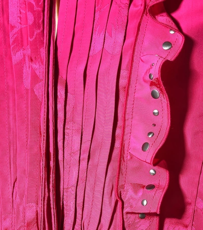 Shop Coach Floral Satin Jacquard Dress In Pink