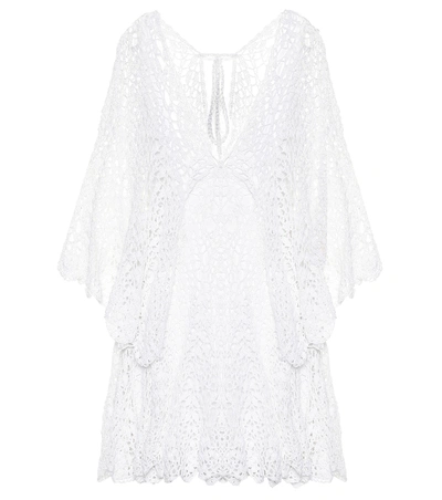 Shop Anna Kosturova Chloé Crochet Cotton Minidress In White