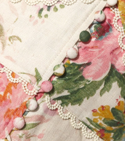 Shop Zimmermann Heathers Floral Linen Playsuit In Multicoloured