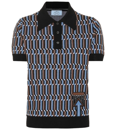 Shop Prada Wool Polo Shirt In Black