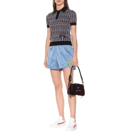Shop Prada Nylon Shorts In Blue