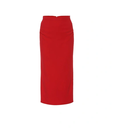 Shop N°21 Crêpe Pencil Skirt In Red
