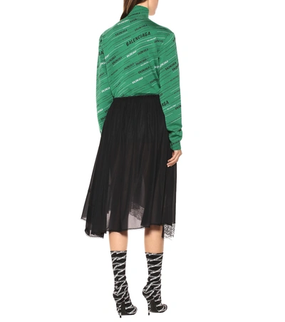Shop Balenciaga Lace-trimmed Jersey Skirt In Black