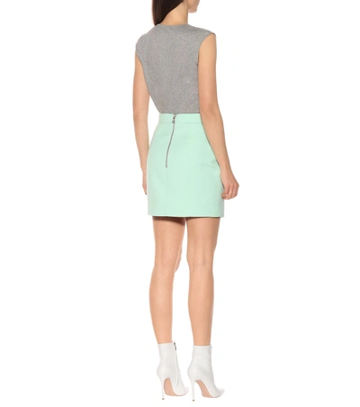 Shop Balmain Cotton Miniskirt In Green