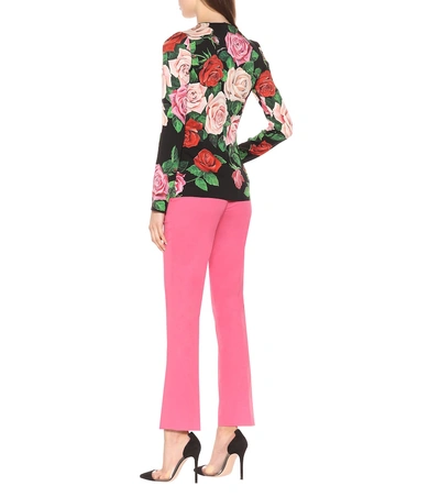 Shop Dolce & Gabbana Floral Stretch Silk Top In Multicoloured