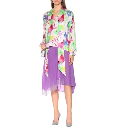 Shop Balenciaga Printed Silk Blouse In Multicoloured
