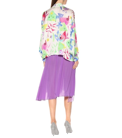 Shop Balenciaga Printed Silk Blouse In Multicoloured