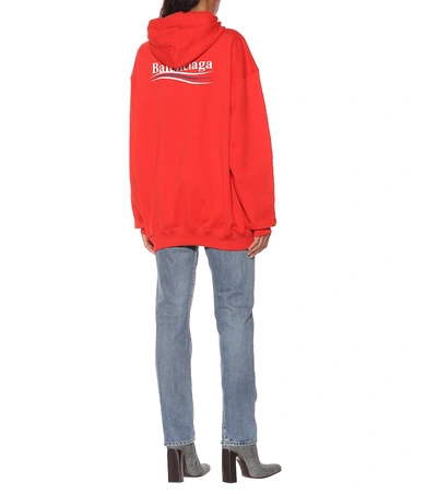 Shop Balenciaga Printed Cotton Hoodie In Red