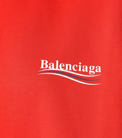 Shop Balenciaga Printed Cotton Hoodie In Red