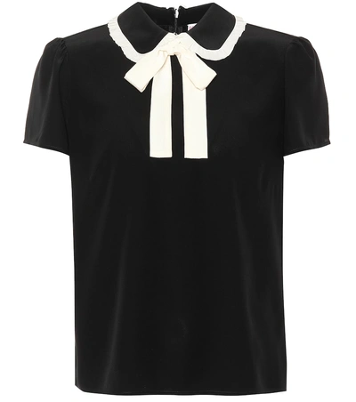 Shop Red Valentino Silk Top In Black