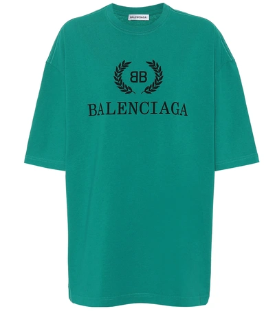 Shop Balenciaga Bb Cotton T-shirt In Green