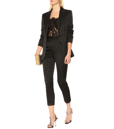 Shop Dolce & Gabbana Cotton Lace Bustier In Black