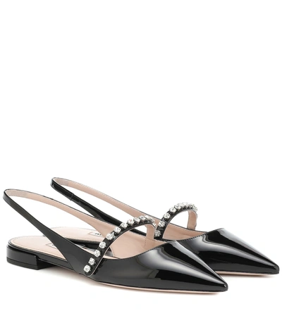 Shop Miu Miu Crystal-embellished Ballet Flats In Black