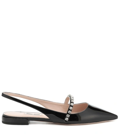 Shop Miu Miu Crystal-embellished Ballet Flats In Black